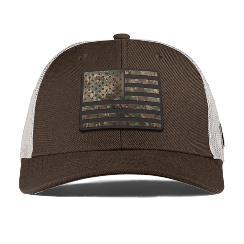 Colorado Timber Camo Patriot Curved Trucker Brown