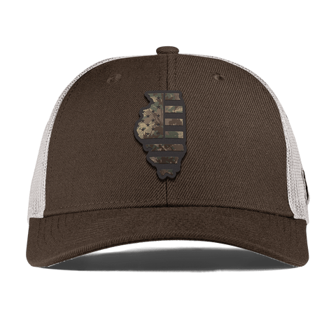 Illinois Timber Camo Patriot Curved Trucker Brown
