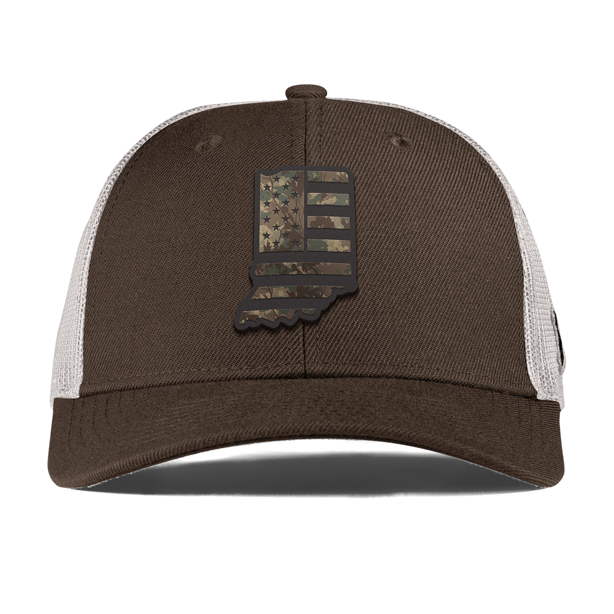 Indiana Timber Camo Patriot Curved Trucker Brown