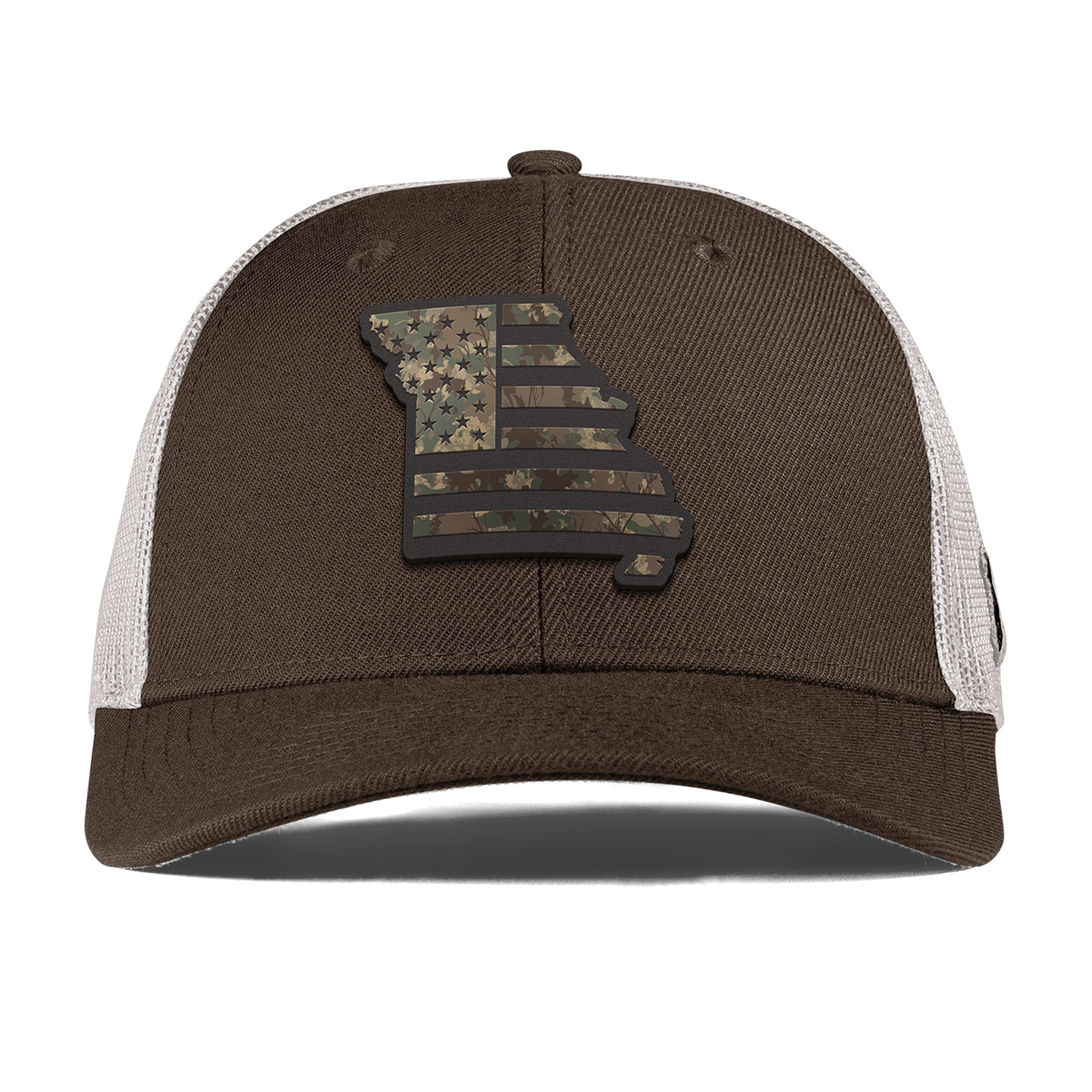Missouri Timber Camo Patriot Curved Trucker Brown