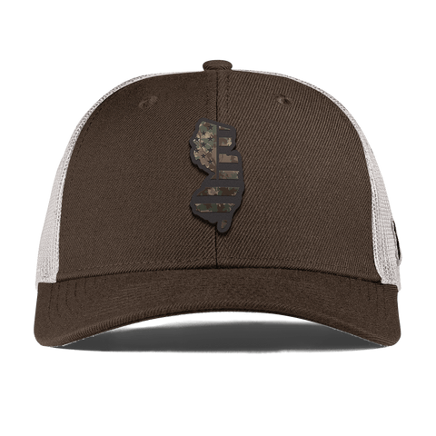 New Jersey Timber Camo Patriot Curved Trucker Brown