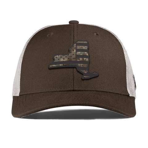 New York Timber Camo Patriot Curved Trucker Brown