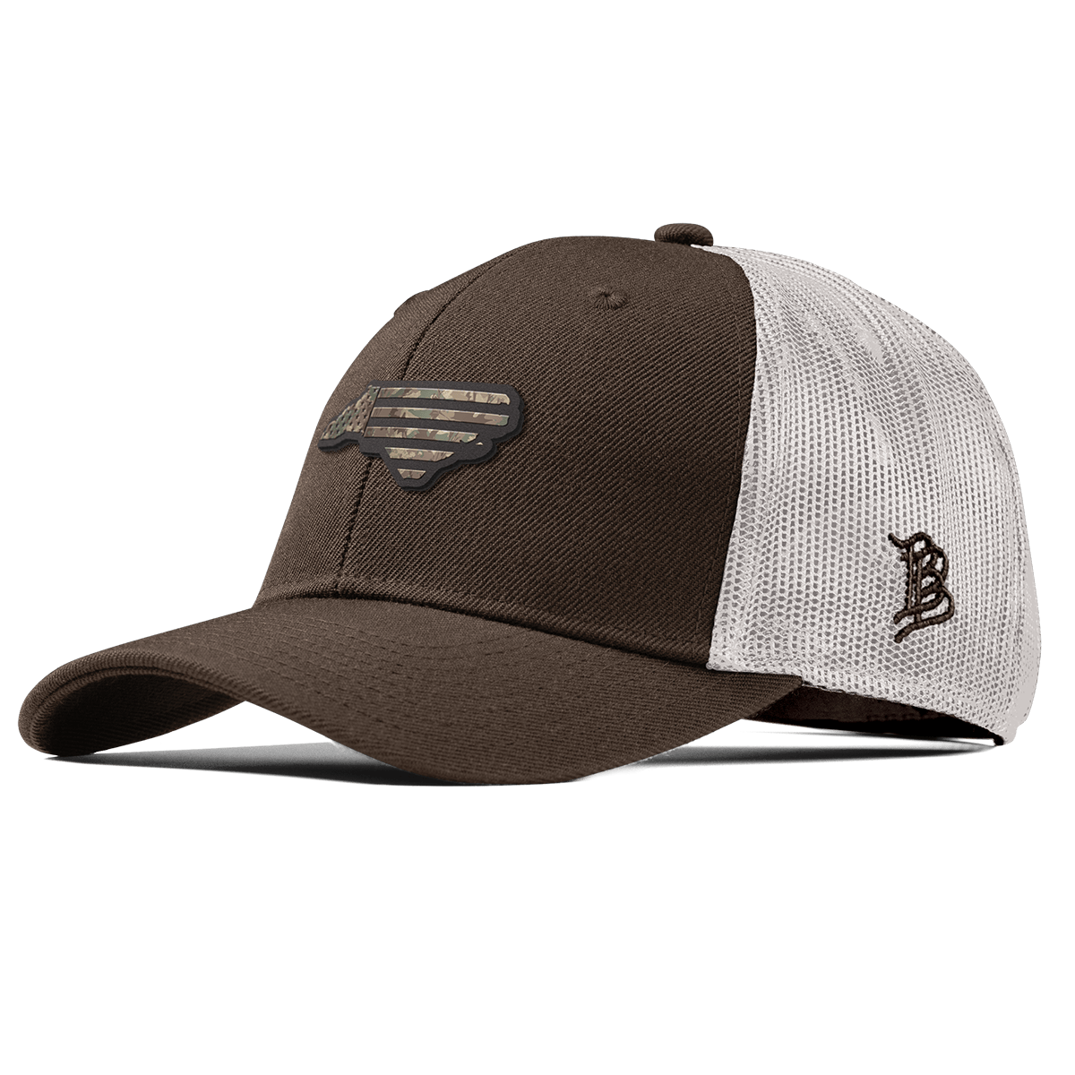 North Carolina Timber Camo Patriot Curved Trucker Brown