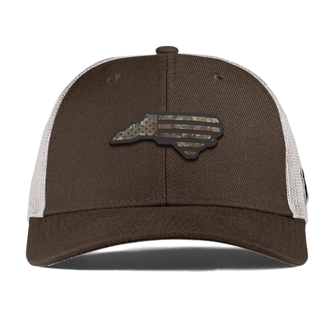 North Carolina Timber Camo Patriot Curved Trucker Brown