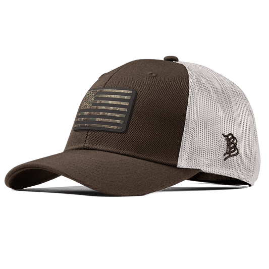 Old Glory Timber Camo Patriot Curved Trucker Brown
