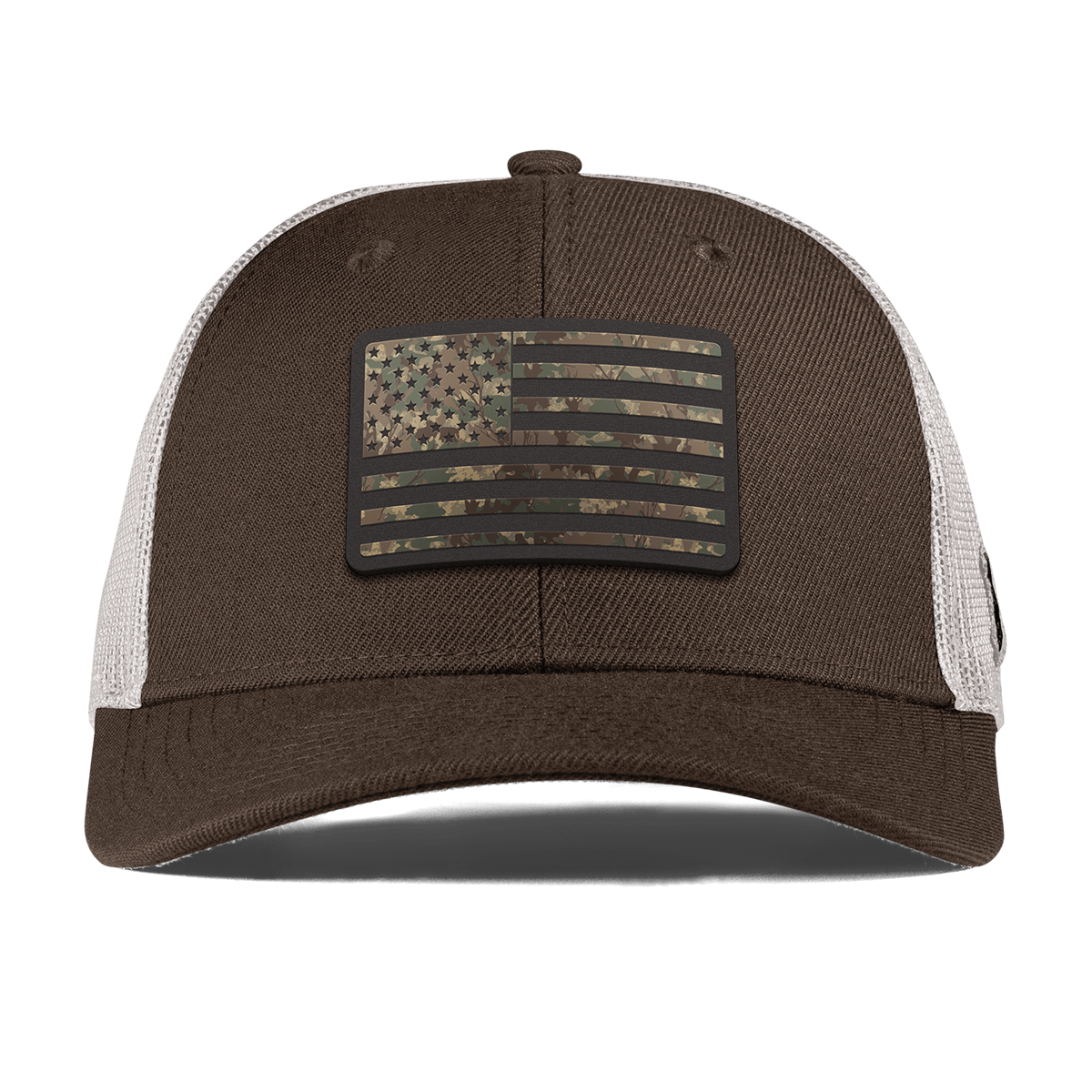 Old Glory Timber Camo Patriot Curved Trucker Brown