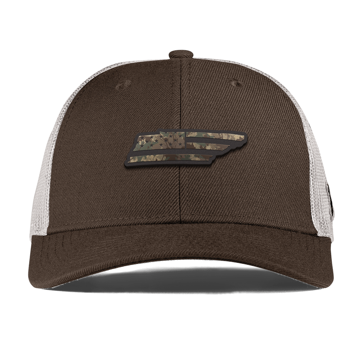Tennessee Timber Camo Patriot Curved Trucker Brown