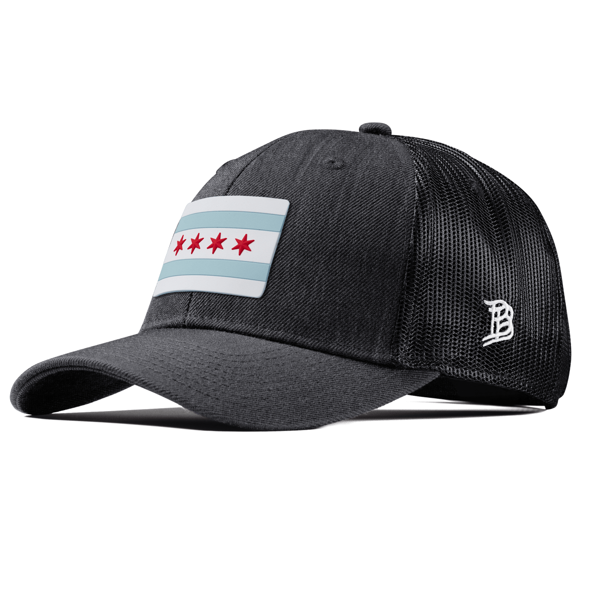 Chicago Flag Curved Trucker Charcoal