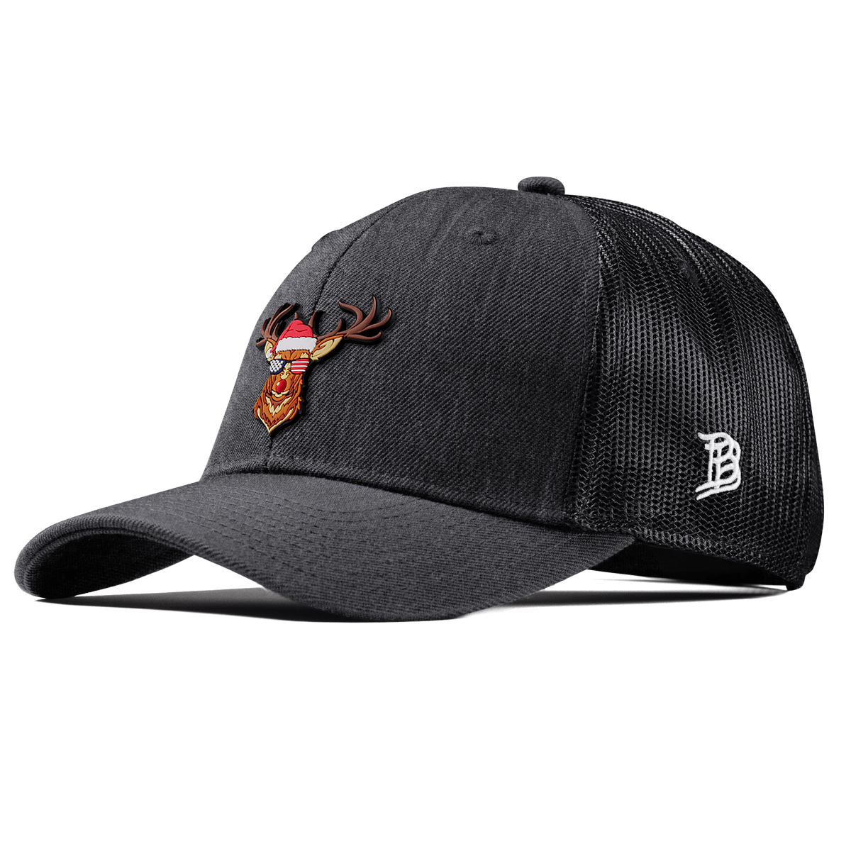 Party Reindeer Curved Trucker Charcoal
