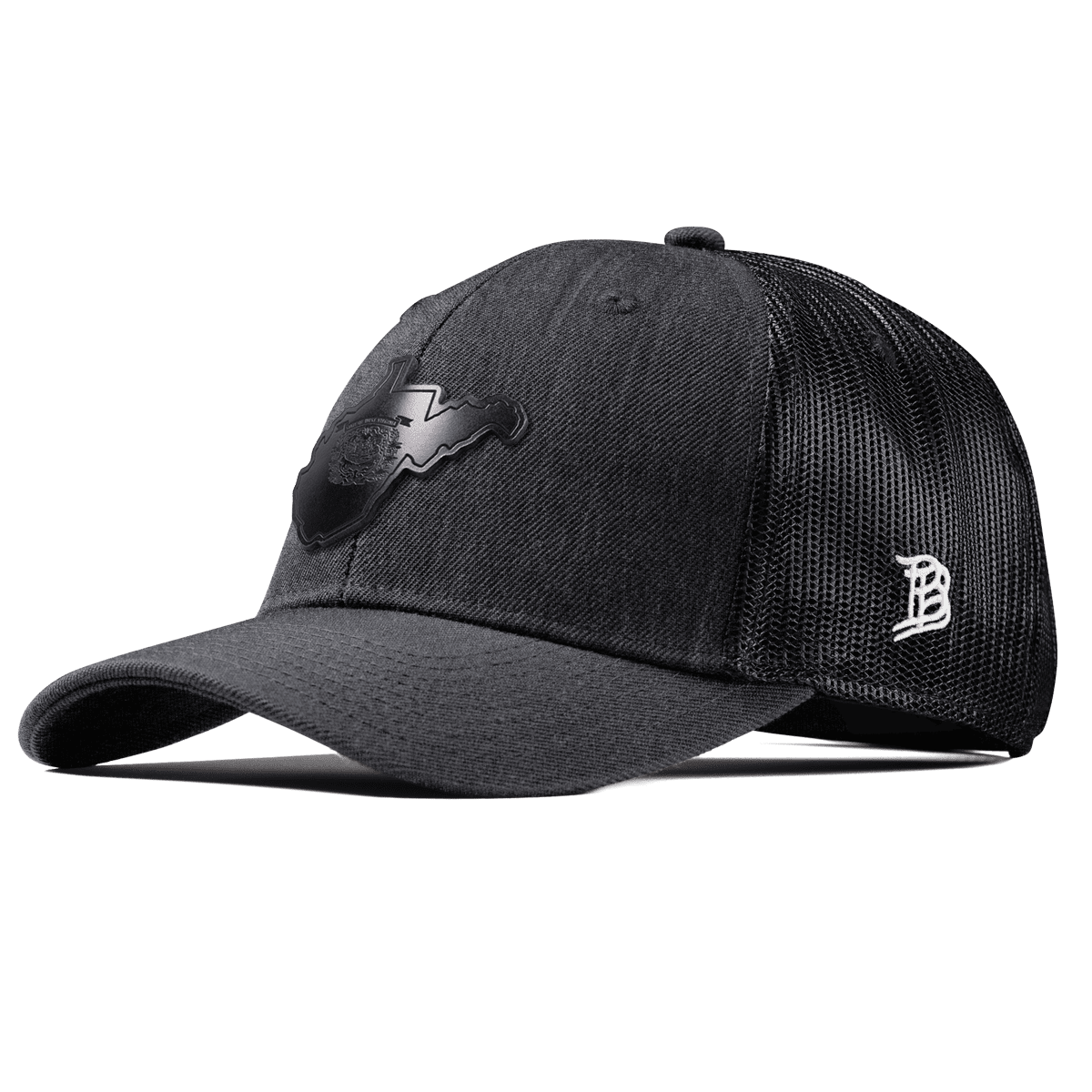 West Virginia 35 Midnight Curved Trucker Charcoal