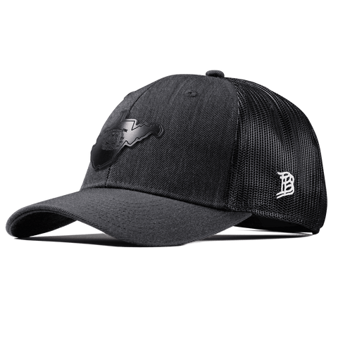 West Virginia 35 Midnight Curved Trucker Charcoal