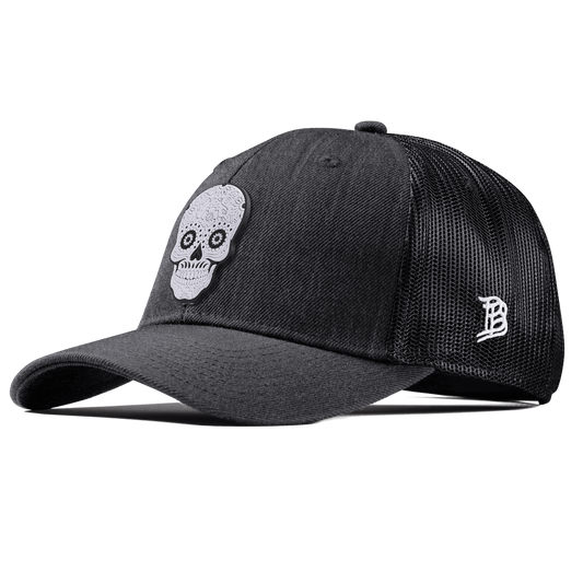 Sugar Skull PVC Curved Trucker Charcoal
