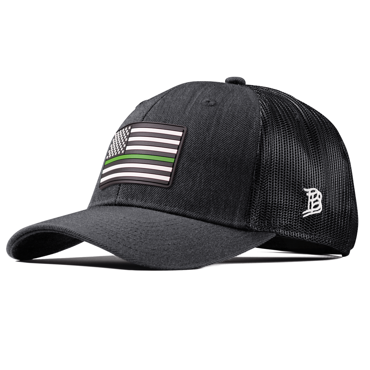 Thin Green Line PVC Curved Trucker Charcoal
