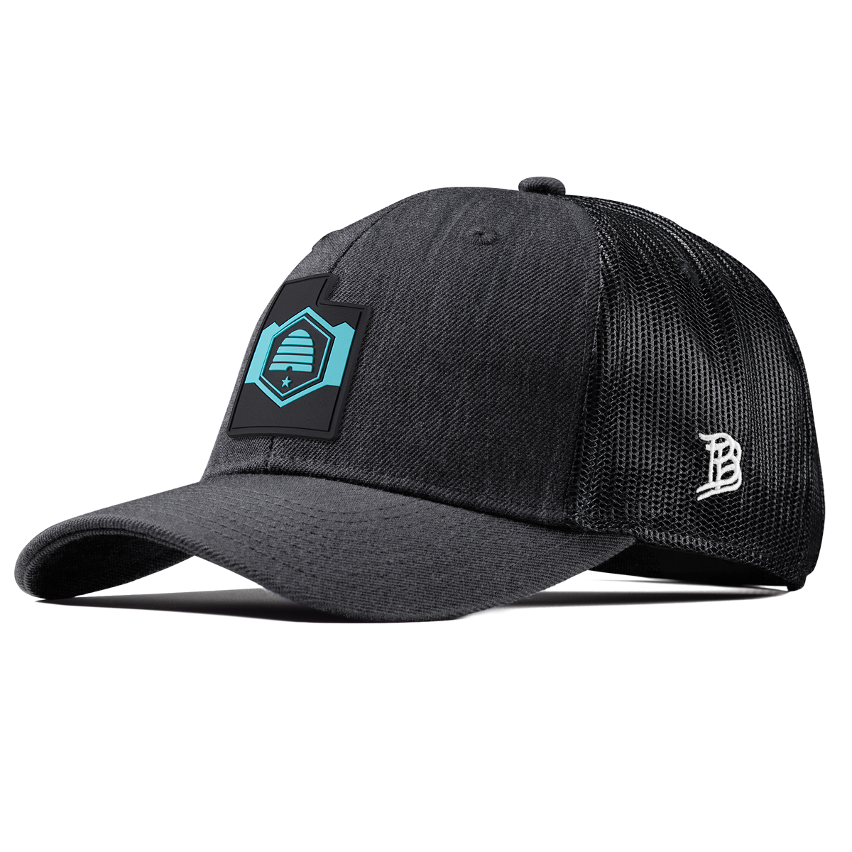 Utah Turquoise Curved Trucker Charcoal