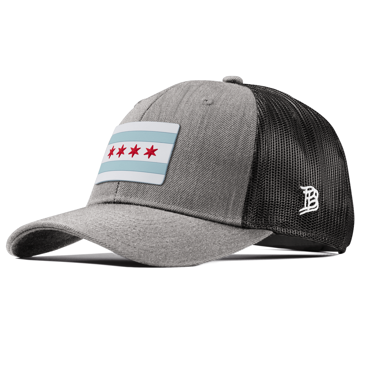 Chicago Flag Curved Trucker Heather Gray 