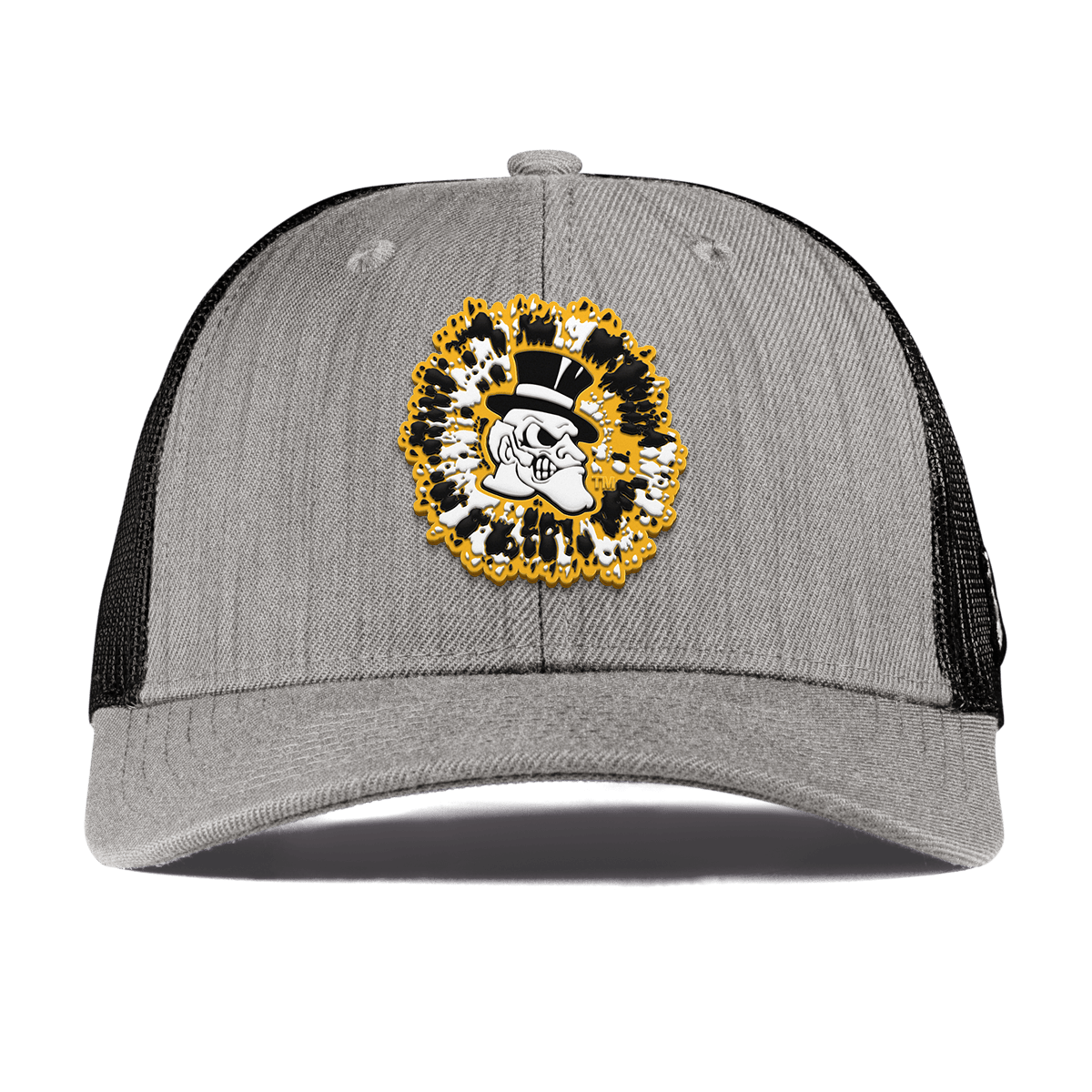 Wake Forest University "Deacons Tie Dye" Curved Trucker Heather Gray