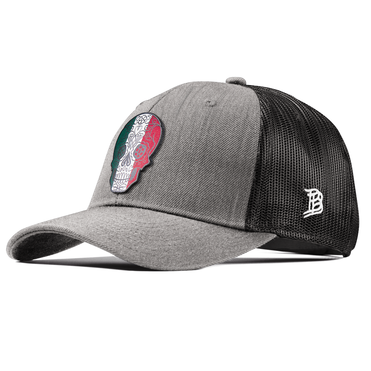 Fiesta Sugar Skull Curved Trucker Heather Gray