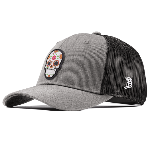 Flower Skull PVC Curved Trucker Heather Gray