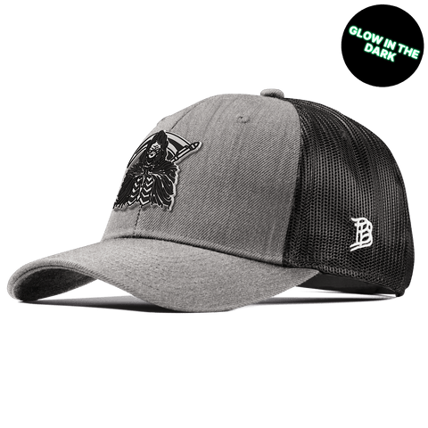 Grim Reaper Glow Curved Trucker Heather Gray