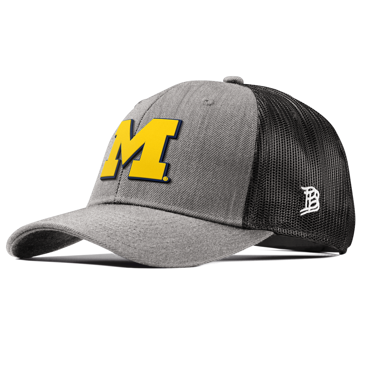 University of Michigan "Michigan Block" Curved Trucker Heather Gray