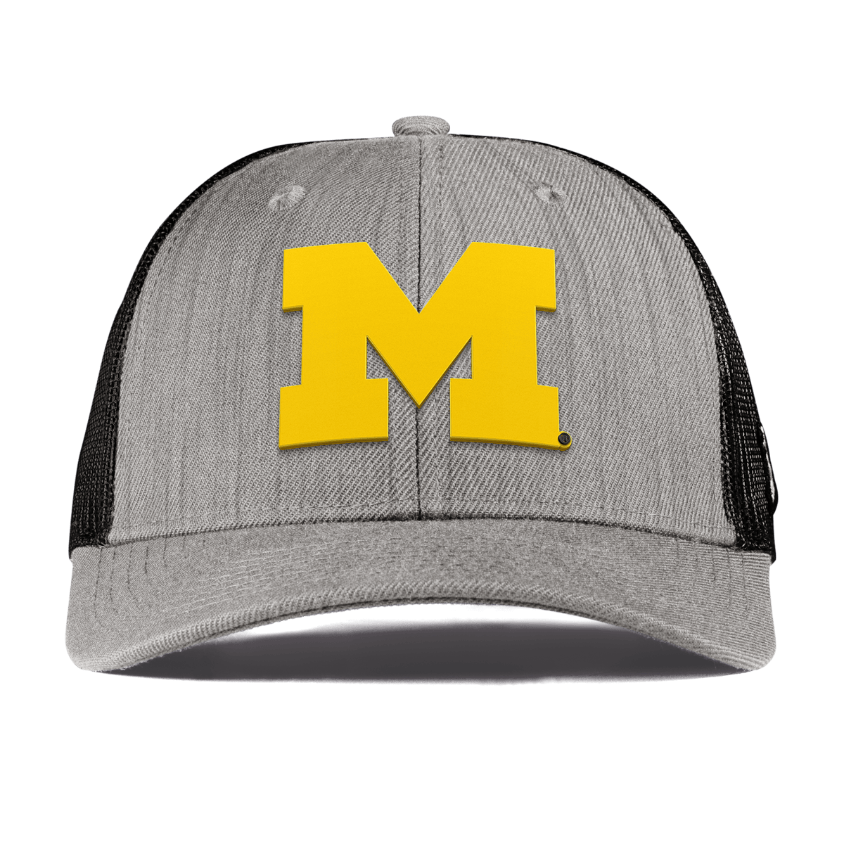 University of Michigan "Michigan Gold Block" Curved Trucker Heather Gray