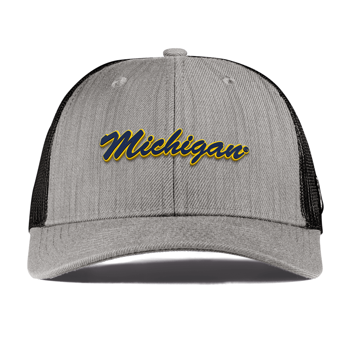 University of Michigan "Michigan Script" Curved Trucker Heather Gray