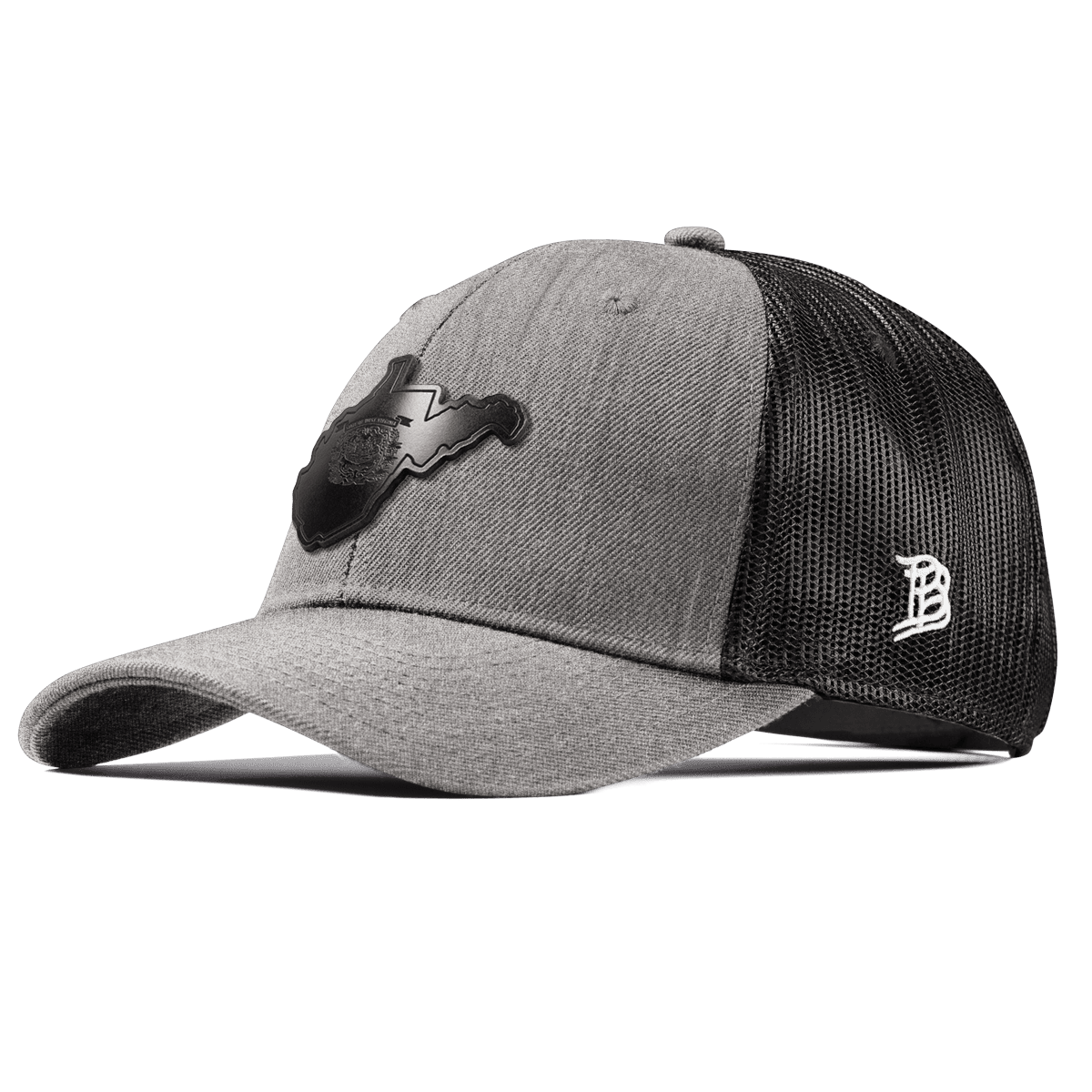 West Virginia 35 Midnight Curved Trucker Heather Gray