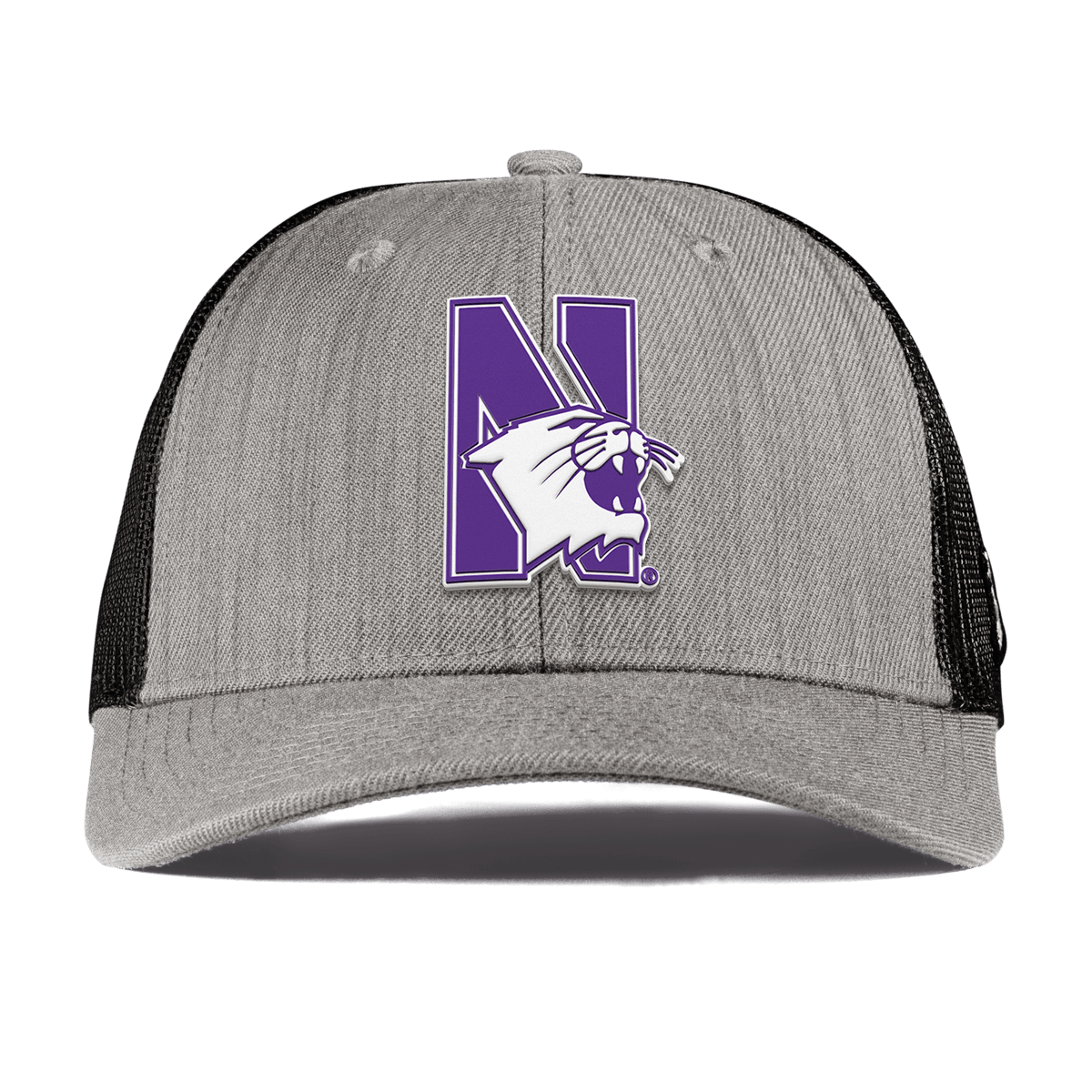 Northwestern University "Northwestern Block Logo" Curved Trucker Heather Gray