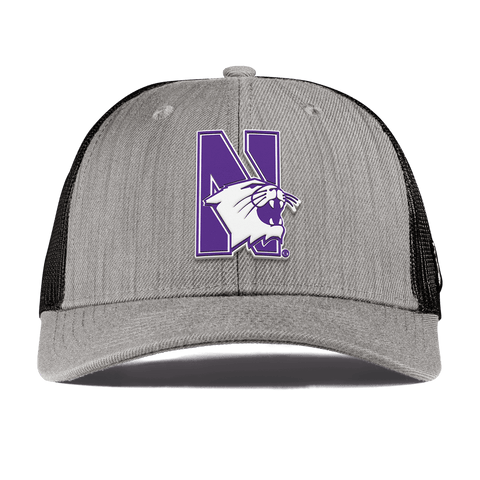 Northwestern University "Northwestern Block Logo" Curved Trucker Heather Gray