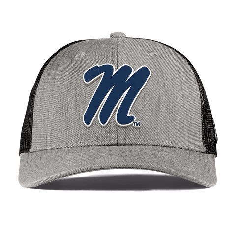 University of Mississippi "Ole Miss Block M Navy" Curved Trucker Heather Gray