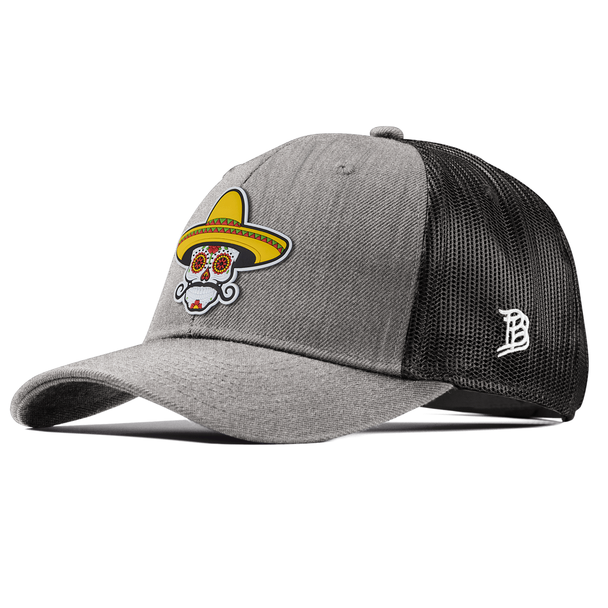 Sombrero Skull PVC Curved Trucker Heather Gray