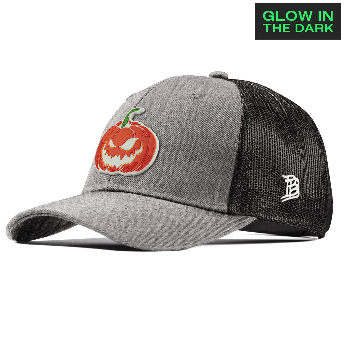 Jack-O-Lantern Glow Curved Trucker Heather