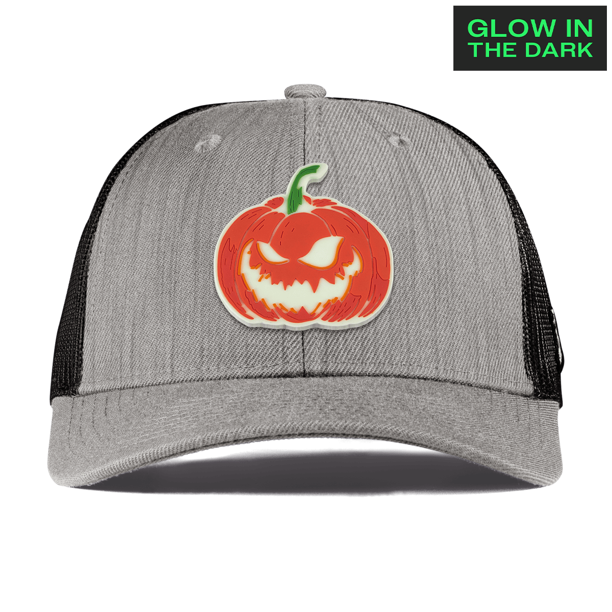 Jack-O-Lantern Glow Curved Trucker Heather