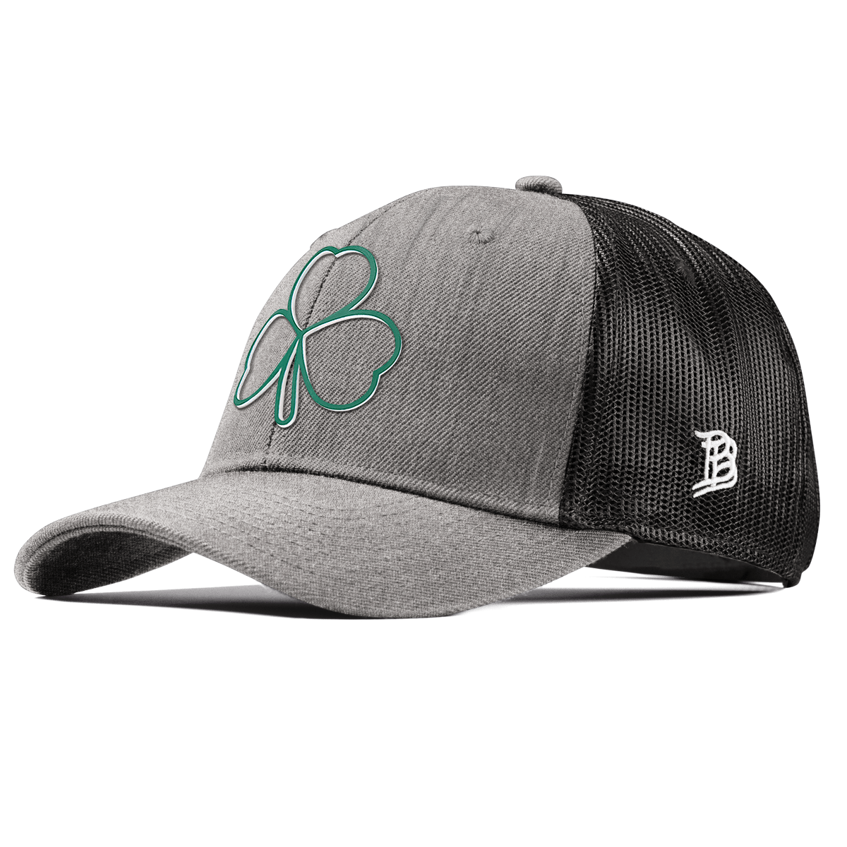 Stacked Shamrock Curved Trucker Heather Gray