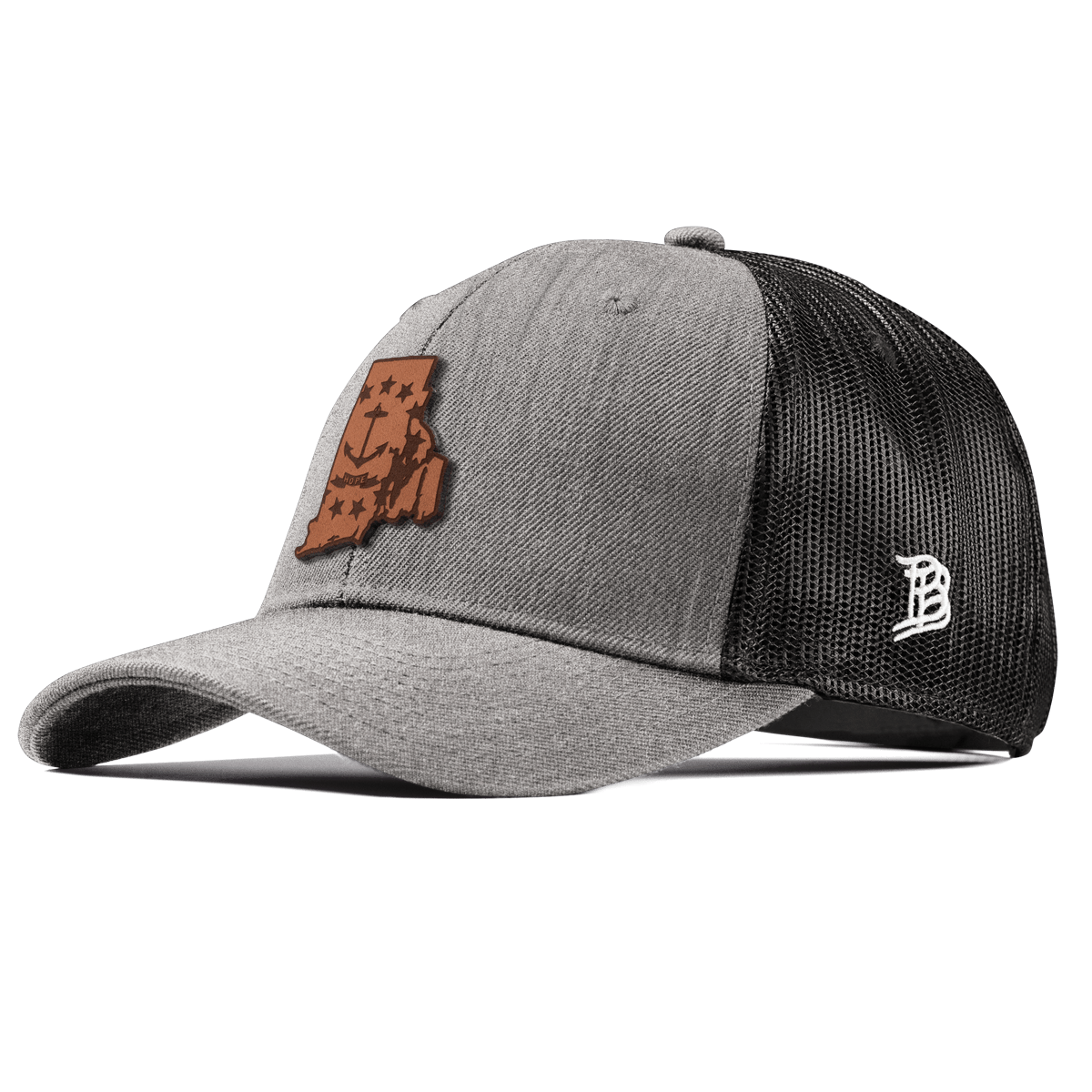 Rhode Island 13 Curved Trucker Heather Gray
