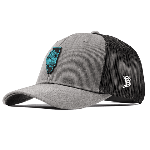 Illinois Turquoise Curved Trucker Heather Gray
