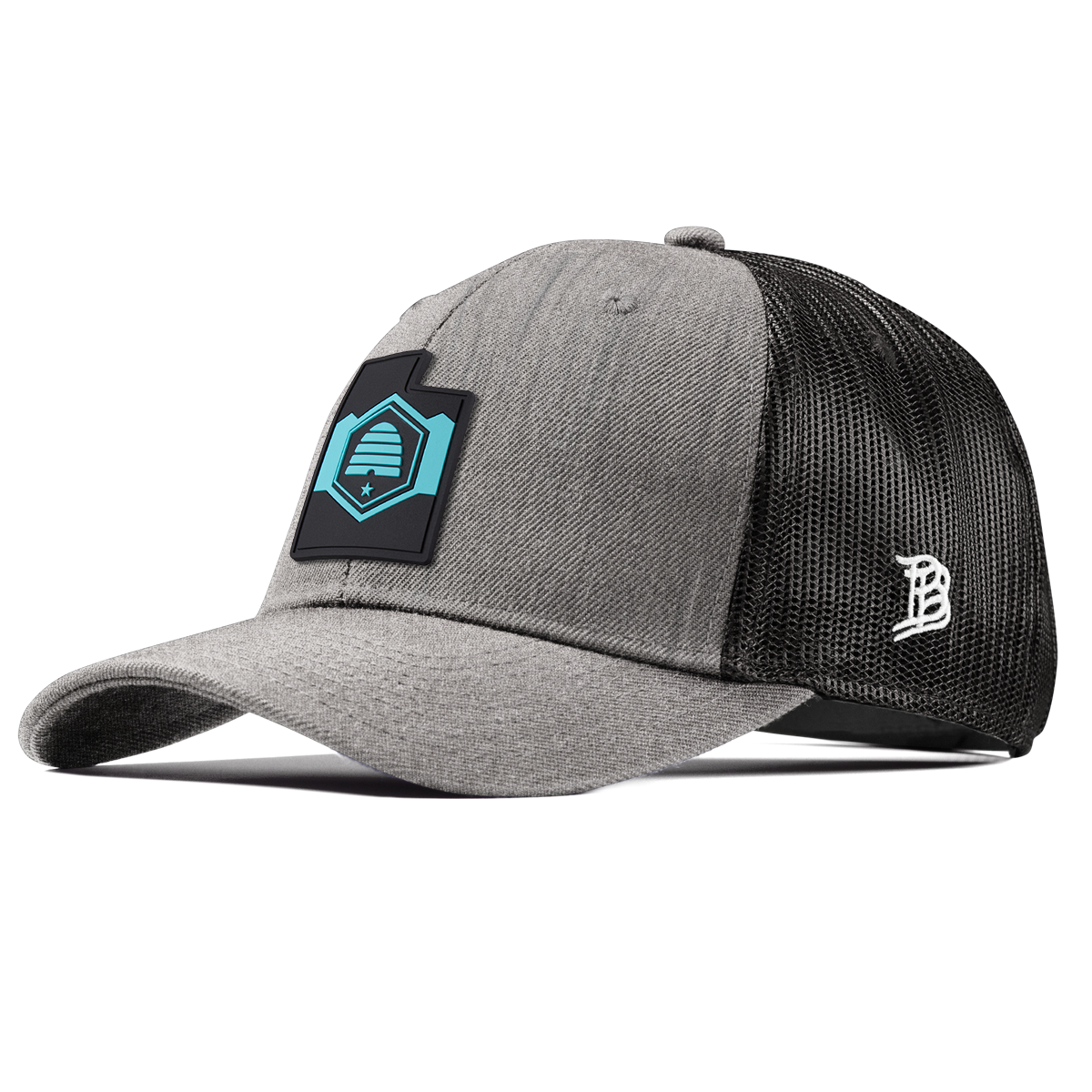 Utah Turquoise Curved Trucker Heather Gray