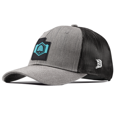 Utah Turquoise Curved Trucker Heather Gray