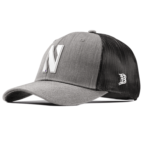 Northwestern University "Vintage Northwestern Block" Curved Trucker Heather Gray