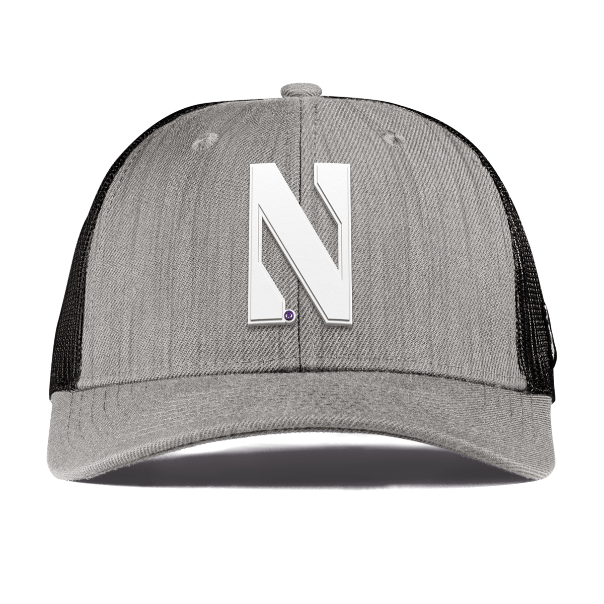 Northwestern University "Vintage Northwestern Block" Curved Trucker Heather Gray