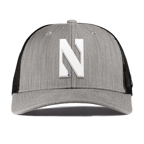 Northwestern University "Vintage Northwestern Block" Curved Trucker Heather Gray