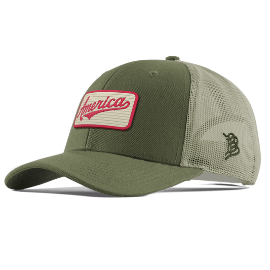 America Badge Curved Trucker Light Loden