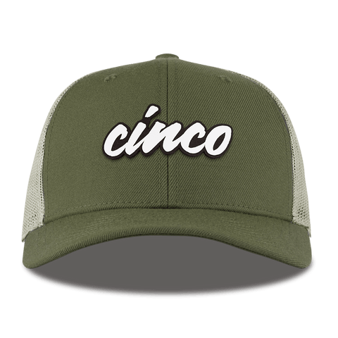 Cinco Script Curved Trucker Light Loden