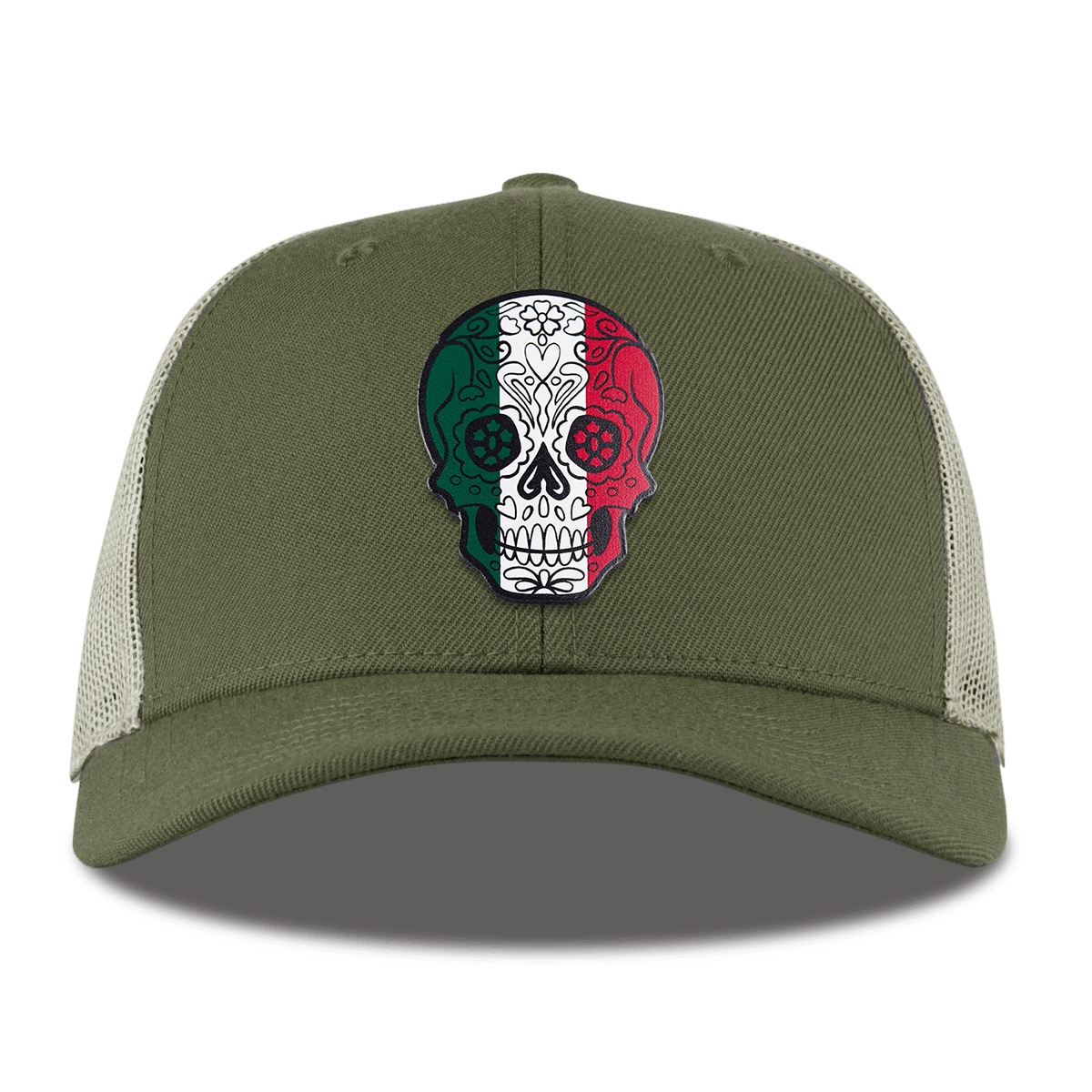 Fiesta Sugar Skull Curved Trucker Light Loden