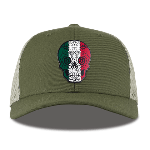 Fiesta Sugar Skull Curved Trucker Light Loden