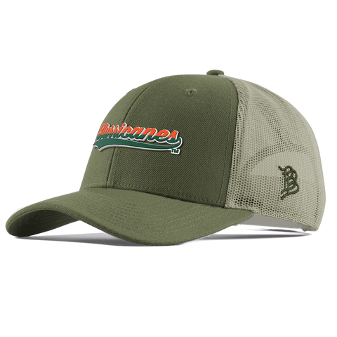 University of Miami "Hurricanes Script" Curved  Trucker Light Loden