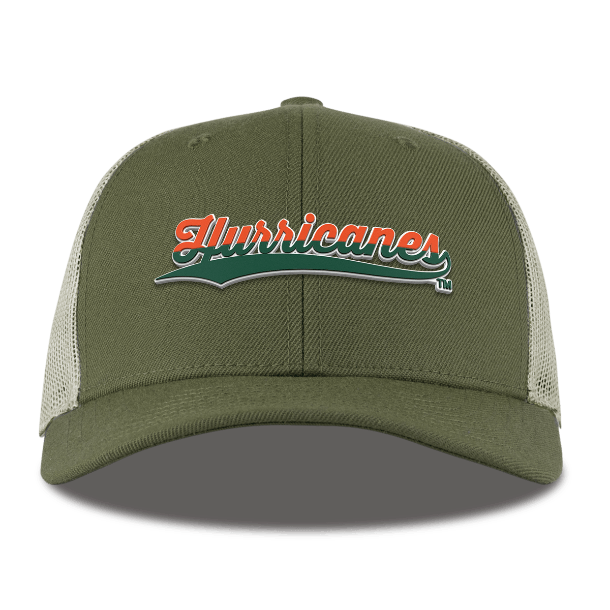 University of Miami "Hurricanes Script" Curved  Trucker Light Loden