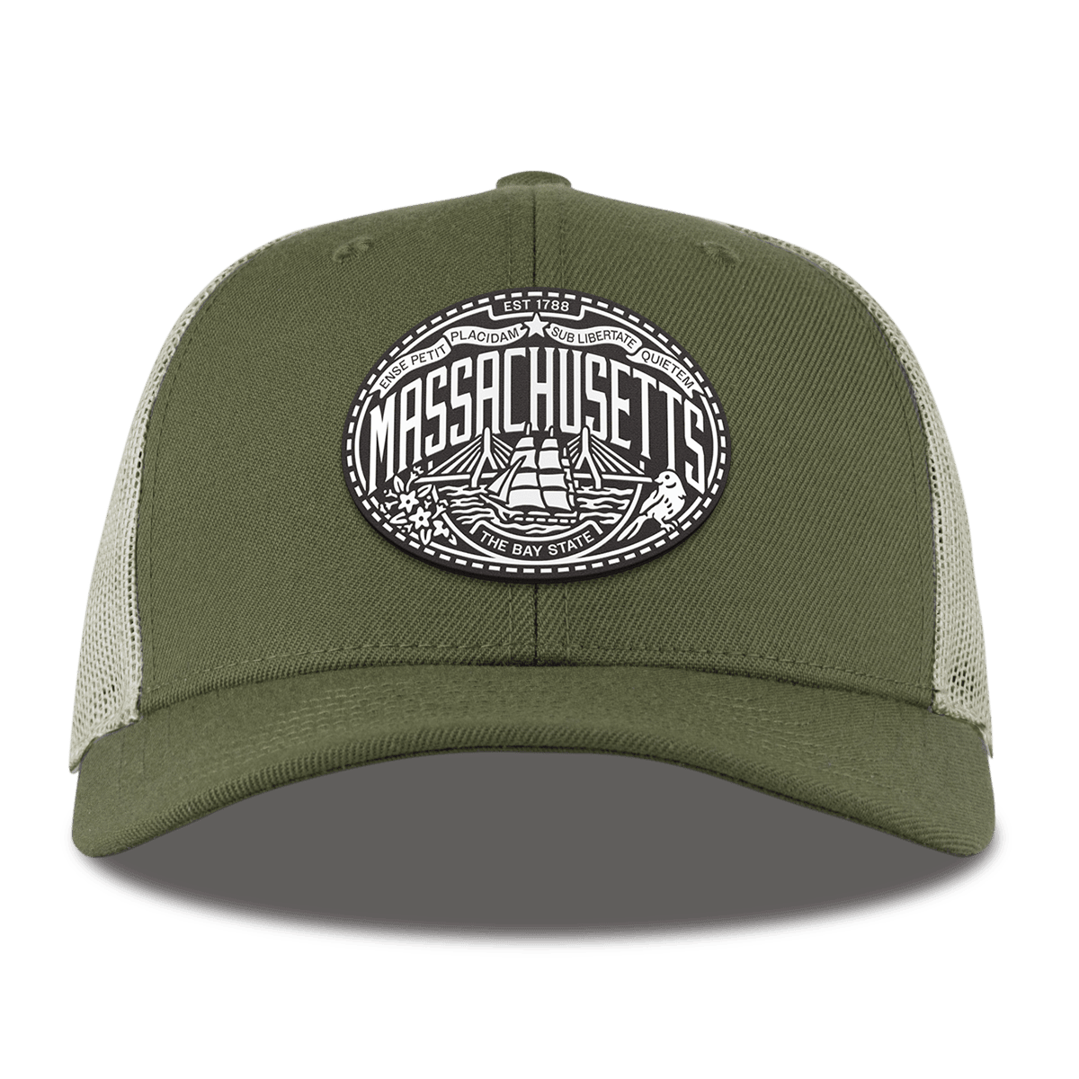 Massachusetts Traveler Curved Trucker Light Loden