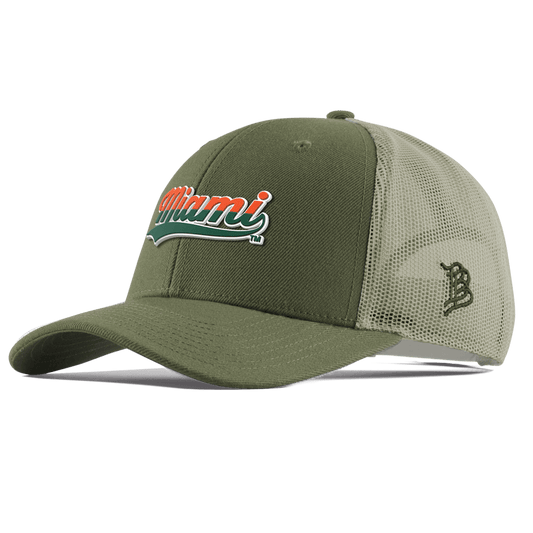University of Miami "Miami Script" Curved  Trucker Light Loden