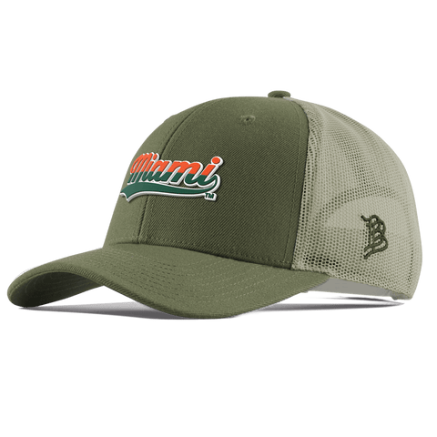 University of Miami "Miami Script" Curved  Trucker Light Loden